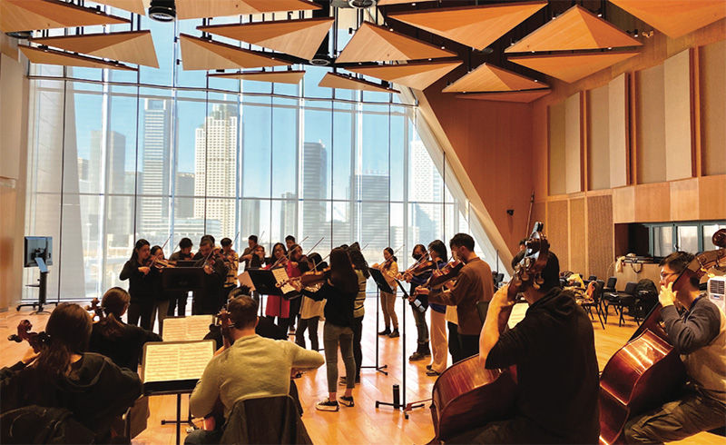 Juilliard and Tianjin Juilliard students rehearsing on campus insights